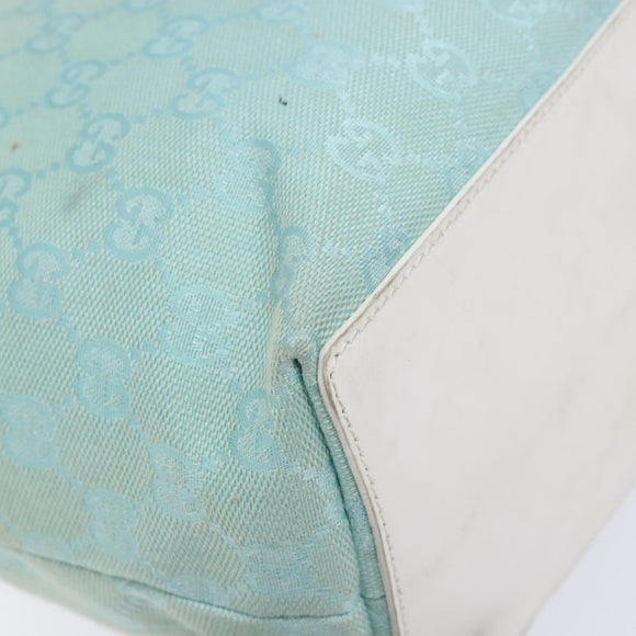 GUCCI GG Canvas Tote Bag Turquoise Blue gold 002 1098 Auth 130756