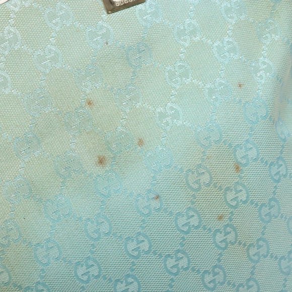 GUCCI GG Canvas Tote Bag Turquoise Blue gold 002 1098 Auth 130756