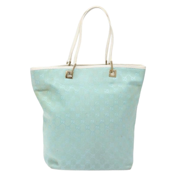 GUCCI GG Canvas Tote Bag Turquoise Blue gold 002 1098 Auth 130756