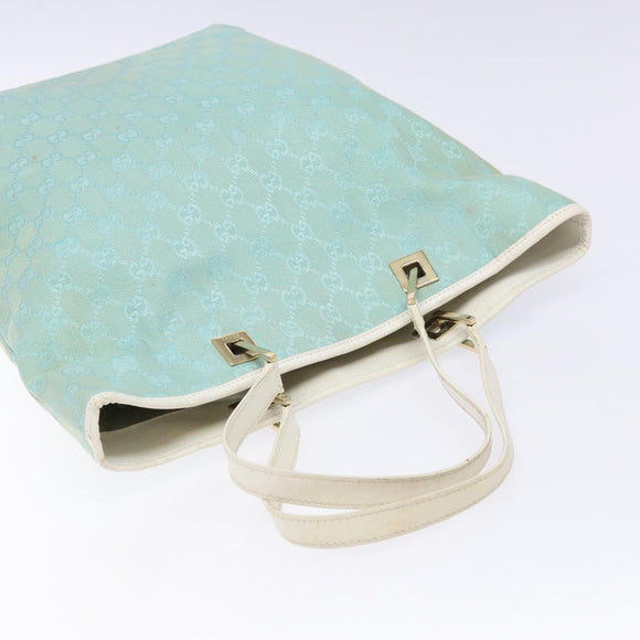 GUCCI GG Canvas Tote Bag Turquoise Blue gold 002 1098 Auth 130756