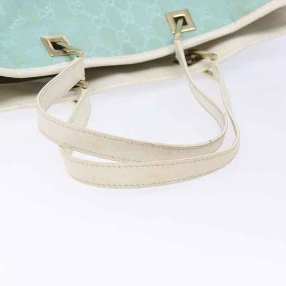 GUCCI GG Canvas Tote Bag Turquoise Blue gold 002 1098 Auth 130756