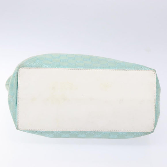 GUCCI GG Canvas Tote Bag Turquoise Blue gold 002 1098 Auth 130756