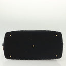 CHANEL Hand Bag Cotton Black Gold CC Auth 130759-10