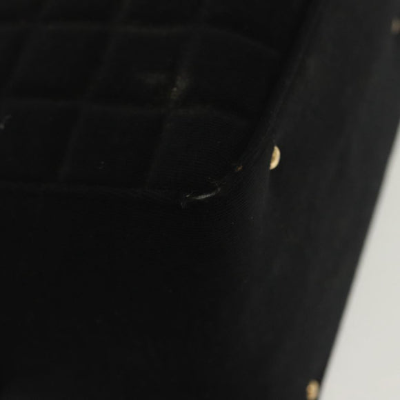 CHANEL Hand Bag Cotton Black Gold CC Auth 130759