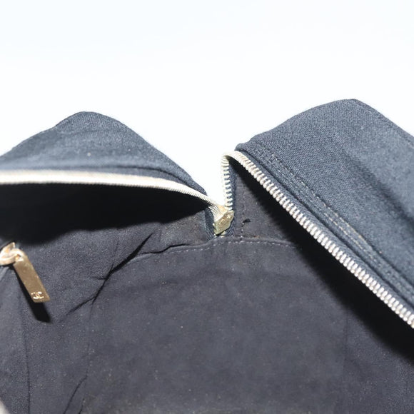 CHANEL Hand Bag Cotton Black Gold CC Auth 130759