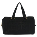 CHANEL Hand Bag Cotton Black Gold CC Auth 130759-2