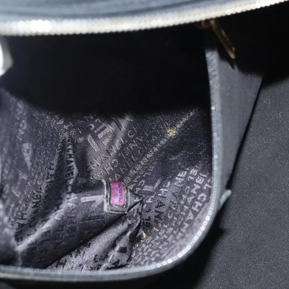 CHANEL Hand Bag Cotton Black Gold CC Auth 130759