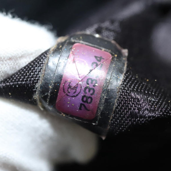 CHANEL Hand Bag Cotton Black Gold CC Auth 130759