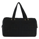 CHANEL Hand Bag Cotton Black Gold CC Auth 130759-3