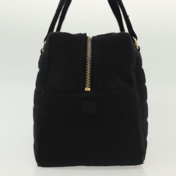 CHANEL Hand Bag Cotton Black Gold CC Auth 130759