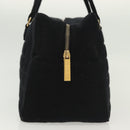 CHANEL Hand Bag Cotton Black Gold CC Auth 130759-5