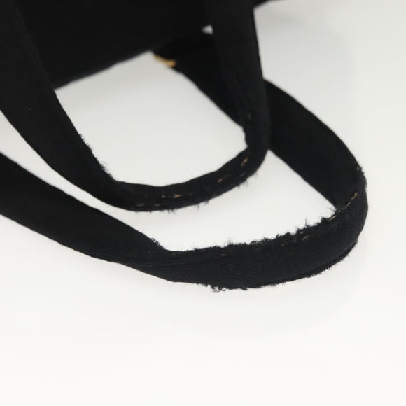 CHANEL Hand Bag Cotton Black Gold CC Auth 130759