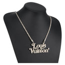LOUIS VUITTON Colliers Quard LV Strass Necklace metal Silver MP2691 Auth 130779A-15