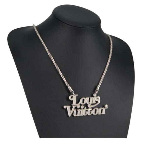 LOUIS VUITTON Colliers Quard LV Strass Necklace metal Silver MP2691 Auth 130779A