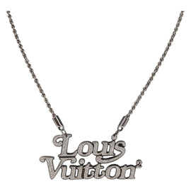 LOUIS VUITTON Colliers Quard LV Strass Necklace metal Silver MP2691 Auth 130779SAM