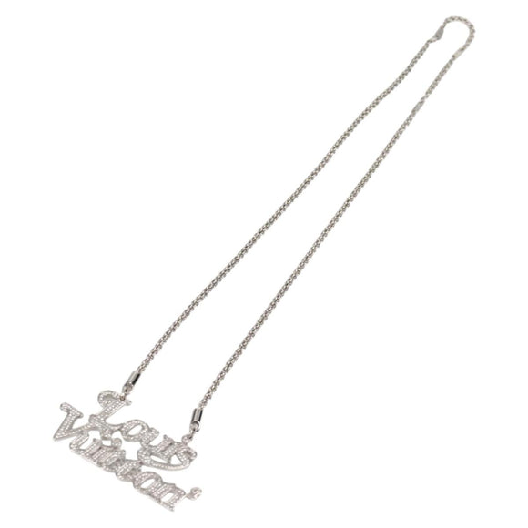 LOUIS VUITTON Colliers Quard LV Strass Necklace metal Silver MP2691 Auth 130779A