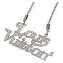 LOUIS VUITTON Colliers Quard LV Strass Necklace metal Silver MP2691 Auth 130779A-3