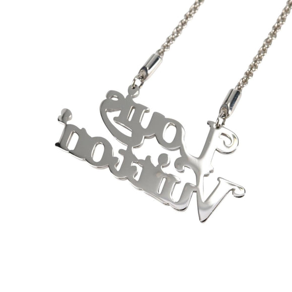 LOUIS VUITTON Colliers Quard LV Strass Necklace metal Silver MP2691 Auth 130779A