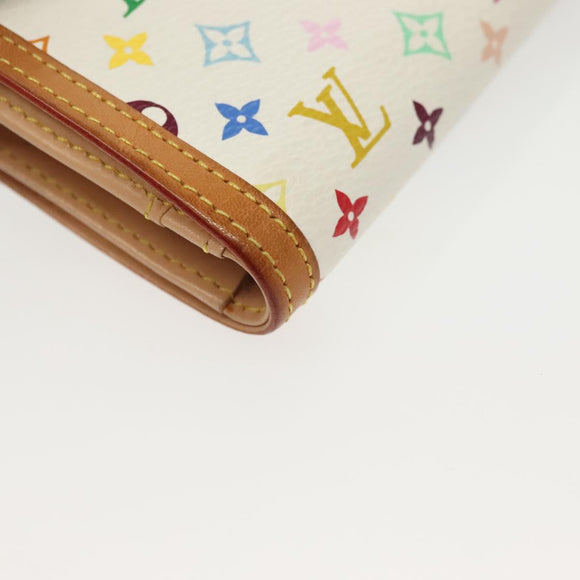 LOUIS VUITTON Multicolor Portefeuille Viennois Wallet White M92987 Auth 130787