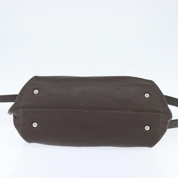 Salvatore Ferragamo Gancini Sophia Bag Leather 2way Dark Brown Auth 130806V