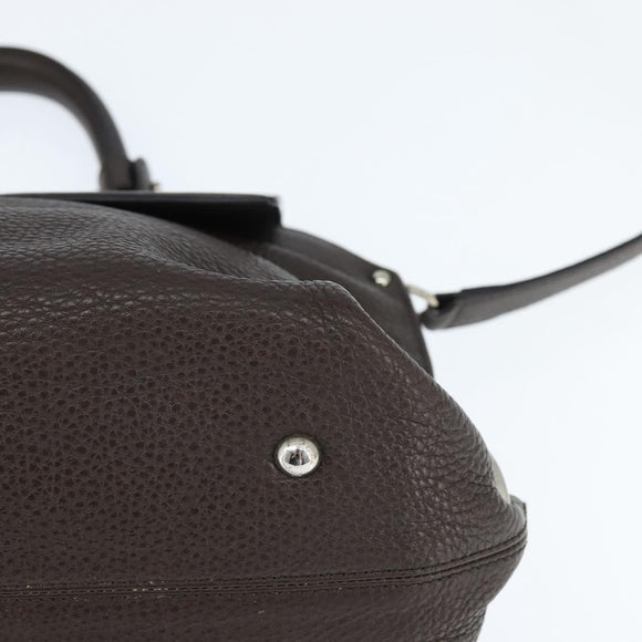 Salvatore Ferragamo Gancini Sophia Bag Leather 2way Dark Brown Auth 130806V