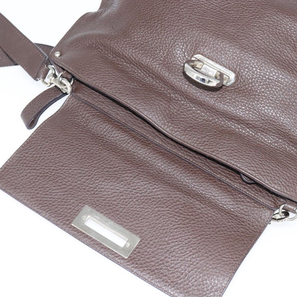 Salvatore Ferragamo Gancini Sophia Bag Leather 2way Dark Brown Auth 130806V