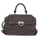 Salvatore Ferragamo Gancini Sophia Bag Leather 2way Dark Brown Auth 130806V-13