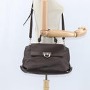 Salvatore Ferragamo Gancini Sophia Bag Leather 2way Dark Brown Auth 130806V-25