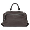 Salvatore Ferragamo Gancini Sophia Bag Leather 2way Dark Brown Auth 130806V-2