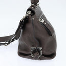 Salvatore Ferragamo Gancini Sophia Bag Leather 2way Dark Brown Auth 130806V-3