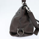 Salvatore Ferragamo Gancini Sophia Bag Leather 2way Dark Brown Auth 130806V-4