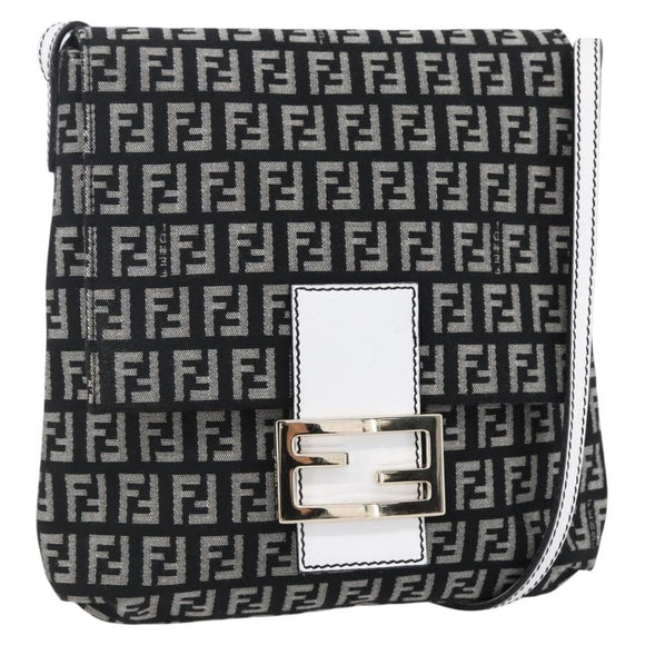 FENDI Zucchino Canvas Mamma bucket Shoulder Bag Brown Gold Auth 130807V