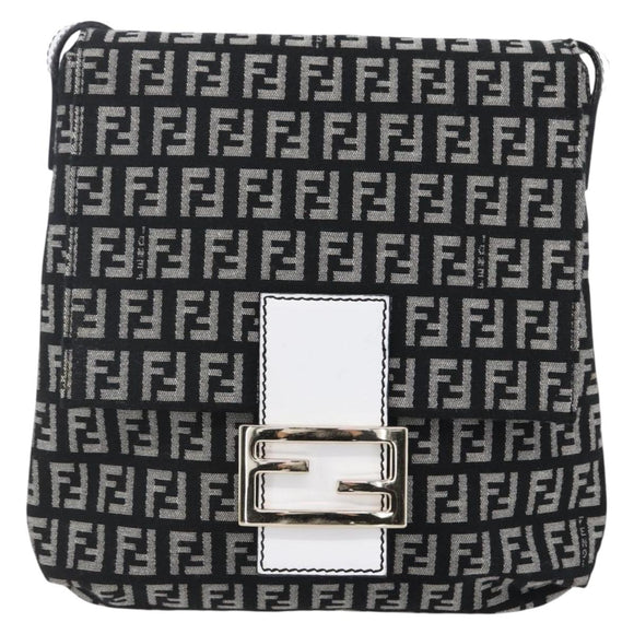 FENDI Zucchino Canvas Mamma bucket Shoulder Bag Brown Gold Auth 130807V