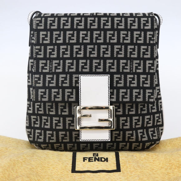 FENDI Zucchino Canvas Mamma bucket Shoulder Bag Brown Gold Auth 130807V