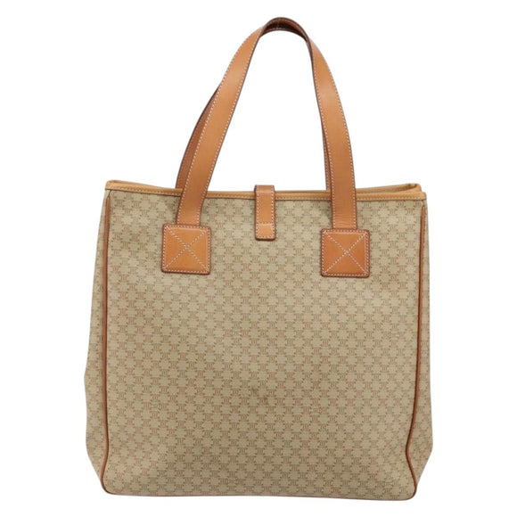 CELINE Macadam Canvas Shoulder Bag PVC Beige Gold Auth 130820