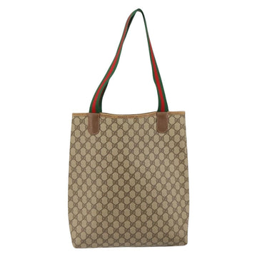 GUCCI GG Supreme Web Sherry Line Tote Bag PVC Beige Gold 89 02 003 Auth 130821 - 0