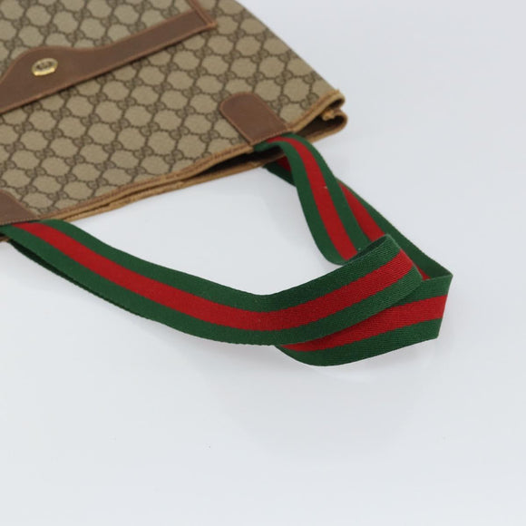 GUCCI GG Supreme Web Sherry Line Tote Bag PVC Beige Gold 89 02 003 Auth 130821