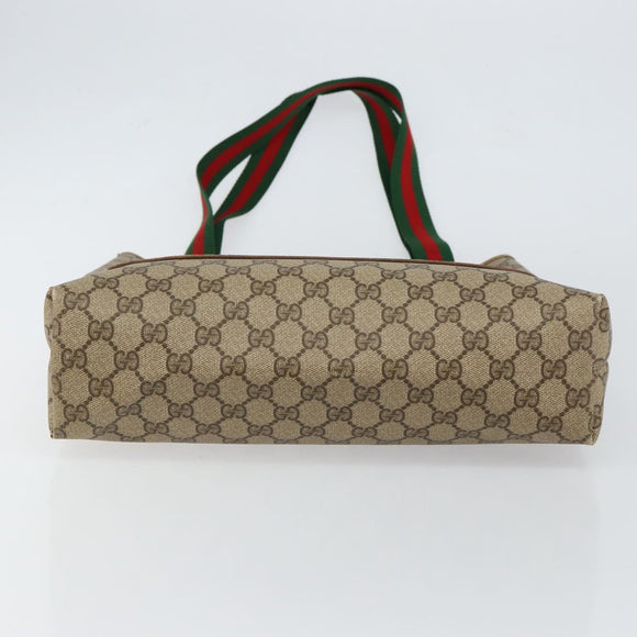 GUCCI GG Supreme Web Sherry Line Tote Bag PVC Beige Gold 89 02 003 Auth 130821