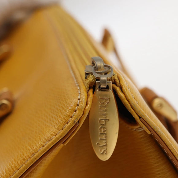 Burberrys Shoulder Bag Leather Yellow Gold Auth 130822
