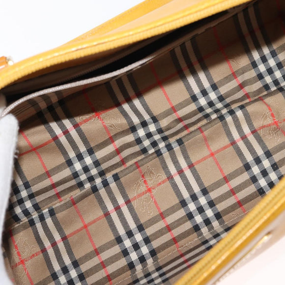 Burberrys Shoulder Bag Leather Yellow Gold Auth 130822