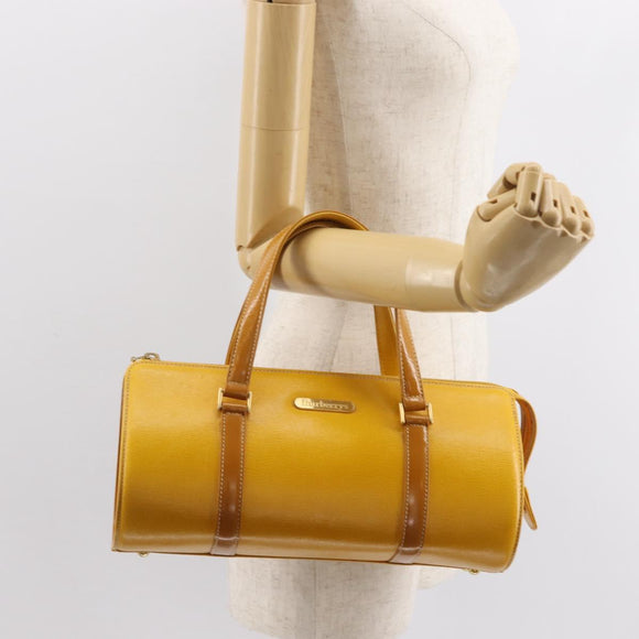 Burberrys Shoulder Bag Leather Yellow Gold Auth 130822