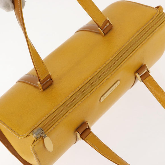 Burberrys Shoulder Bag Leather Yellow Gold Auth 130822