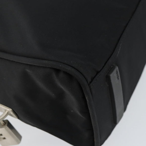 PRADA Hand Bag Nylon Black Silver Auth 130824
