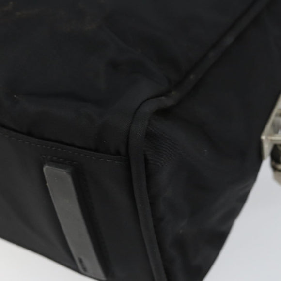 PRADA Hand Bag Nylon Black Silver Auth 130824