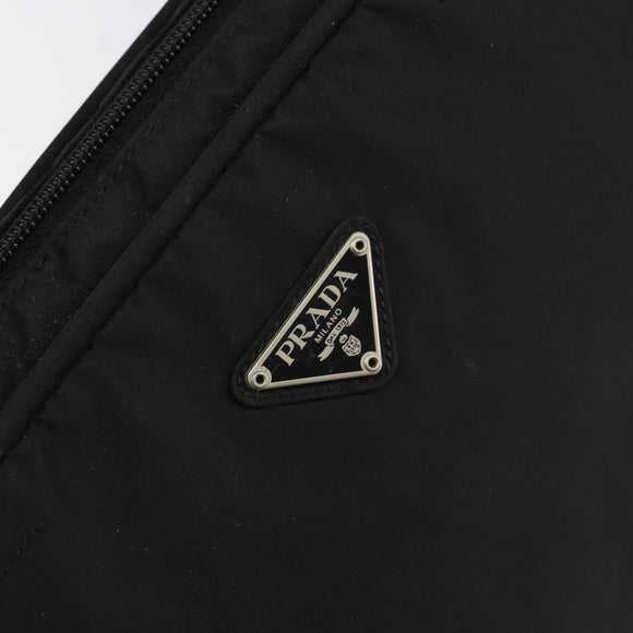 PRADA Hand Bag Nylon Black Silver Auth 130824