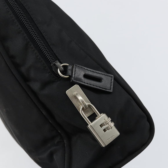 PRADA Hand Bag Nylon Black Silver Auth 130824