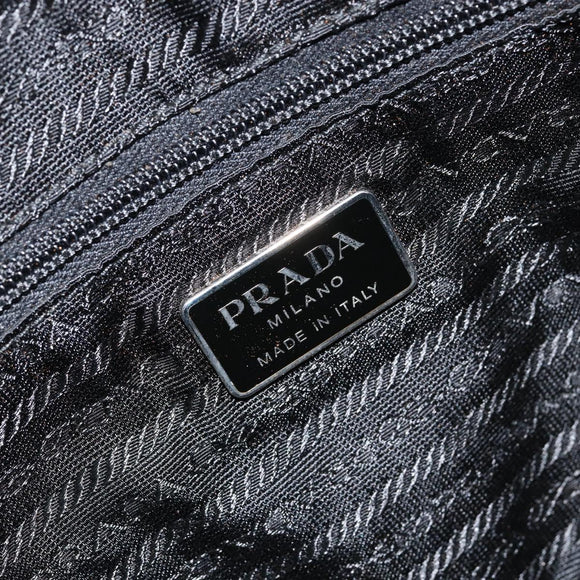 PRADA Hand Bag Nylon Black Silver Auth 130824