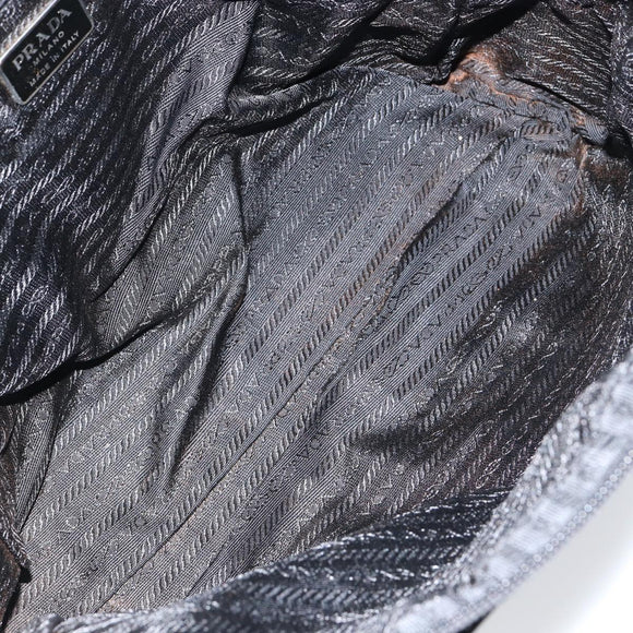 PRADA Hand Bag Nylon Black Silver Auth 130824