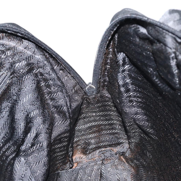 PRADA Hand Bag Nylon Black Silver Auth 130824