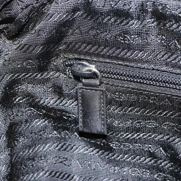 PRADA Hand Bag Nylon Black Silver Auth 130824